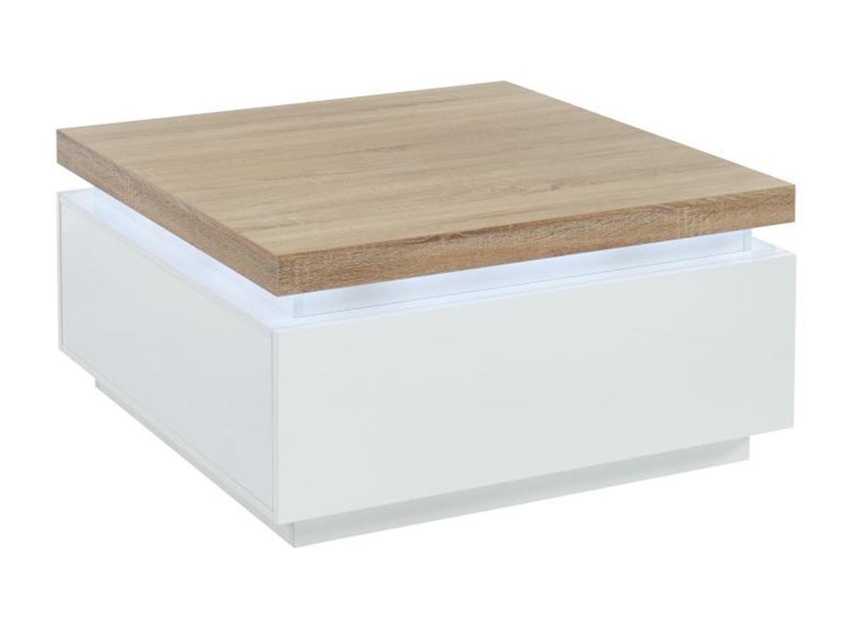 Vente-unique Tavolino con 2 cassetti e LED in MDF laccato Bianco e Rovere HALO II  