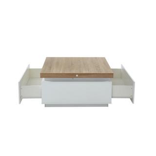 Vente-unique Table basse HALO II 2 tiroirs MDF laqué Avec LEDs Chêne  