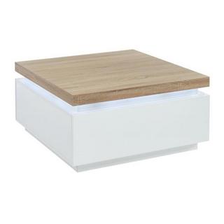 Vente-unique Tavolino con 2 cassetti e LED in MDF laccato Bianco e Rovere HALO II  