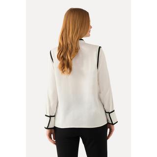 Ulla Popken  Blouse en Lyocell à manches longues. Fermeture à glissière, passepoils et col en V. 