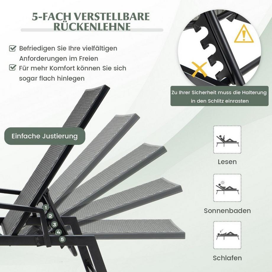 Northix Lettino da esterno regolabile in rattan  
