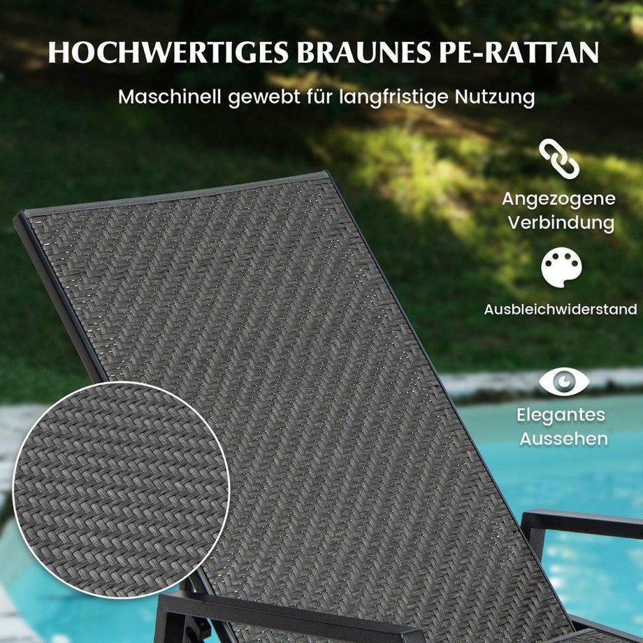 Northix Lettino da esterno regolabile in rattan  