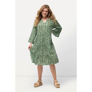 Ulla Popken  Midikleid, floraler Druck, Tunika-Ausschnitt, Halbarm 