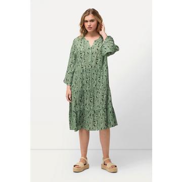 Midikleid, floraler Druck, Tunika-Ausschnitt, Halbarm