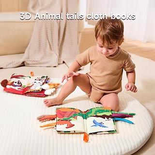 Activity-board  Livres pour bébés avec queues d'animaux, livre d'images en 3D, livre en tissu doux, activité sensorielle pour bébé, à suspendre. 