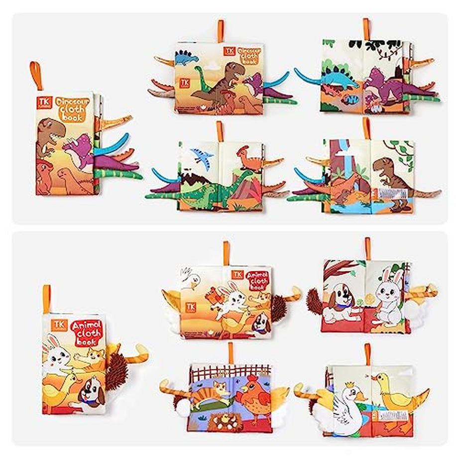 Activity-board  Baby Bücher Spielzeug mit Tier Schwänze, 3D Bilderbuch weichen Stoff Buch, Baby sensorische Aktivität hängen 