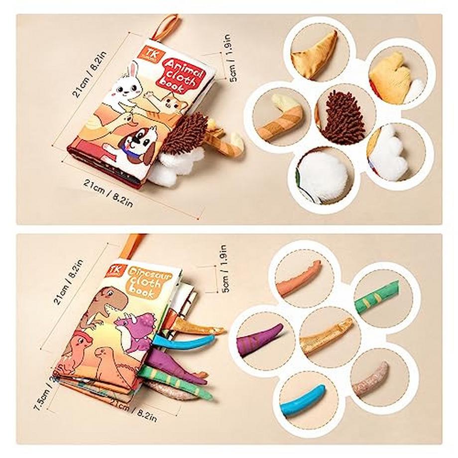 Activity-board  Baby Bücher Spielzeug mit Tier Schwänze, 3D Bilderbuch weichen Stoff Buch, Baby sensorische Aktivität hängen 
