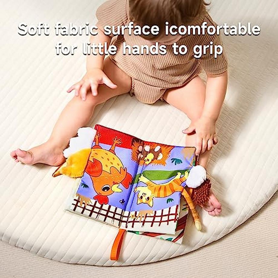 Activity-board  Baby Bücher Spielzeug mit Tier Schwänze, 3D Bilderbuch weichen Stoff Buch, Baby sensorische Aktivität hängen 
