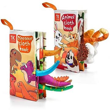 Baby Bücher Spielzeug mit Tier Schwänze, 3D Bilderbuch weichen Stoff Buch, Baby sensorische Aktivität hängen