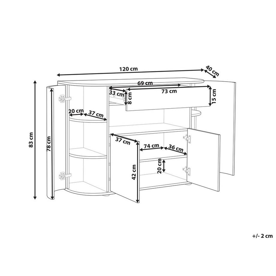 Beliani Commode 2 portes en MDF Rustique JEROME  