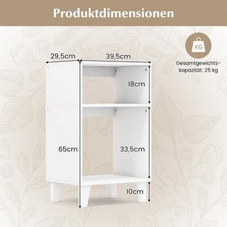 B2X 3-stufiger Beistelltisch Nachttisch mit Ablagen & Beinen 39,5 x 29,5 x 65 cm Weiß  