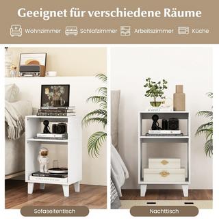 B2X 3-stufiger Beistelltisch Nachttisch mit Ablagen & Beinen 39,5 x 29,5 x 65 cm Weiß  