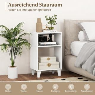 B2X 3-stufiger Beistelltisch Nachttisch mit Ablagen & Beinen 39,5 x 29,5 x 65 cm Weiß  