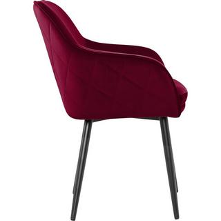 mutoni Chaise de salle à manger velours rouge  