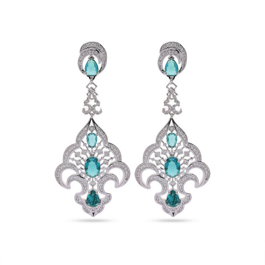 Zeitgenössische Designer-Grüne Tropfenohrringe