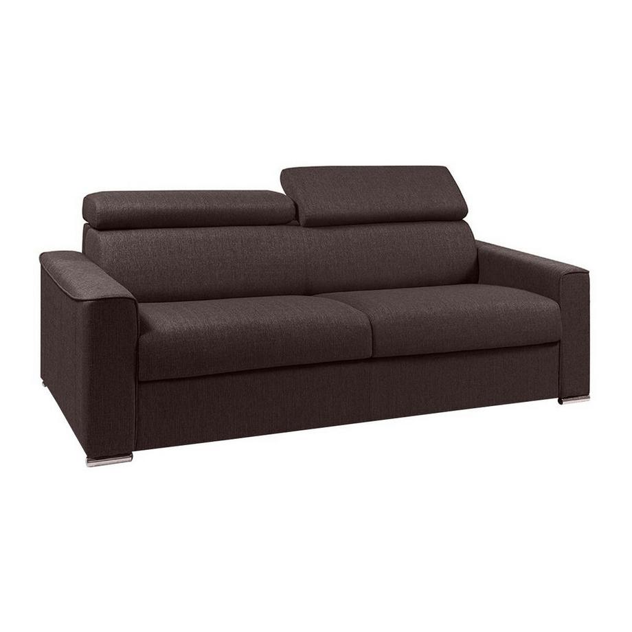 LINEA SOFA Divano letto 4 posti ribalta doghe larghe memory foam - Letto: 160 cm x 16 cm Tessuto Marrone - VIZIR  