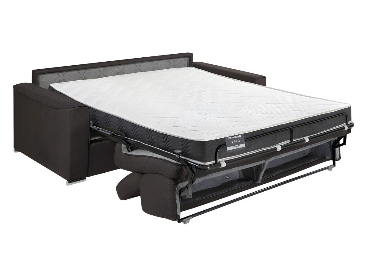 LINEA SOFA Canapé 4 places convertible express en tissu marron - couchage lattes larges 160 cm - Matelas 16 cm avec mémoire de forme VIZIR  