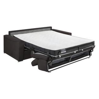 LINEA SOFA Canapé 4 places convertible express en tissu marron - couchage lattes larges 160 cm - Matelas 16 cm avec mémoire de forme VIZIR  