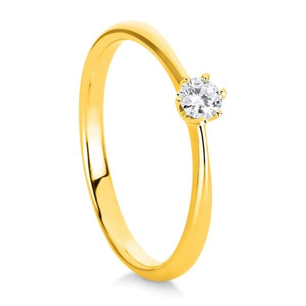 Image of Solitär Ring 750/18k Gelbgold Diamant 0.15ct. Damen Gelbgold 54