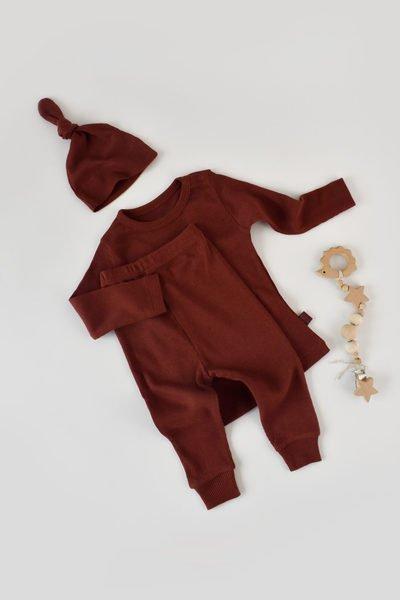 BabyCosy Organic  Set, Pantalon, T-shirt à manches longues, Bonnet 