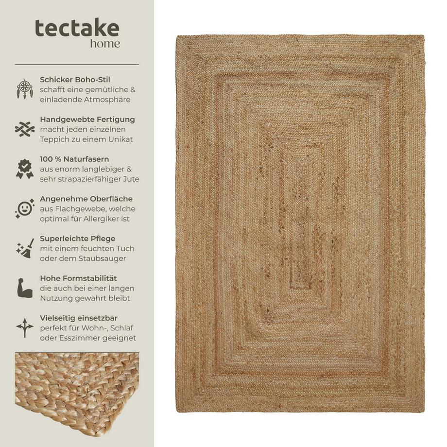 Tectake Tappeto tessuto a mano Glim Diverse misure  