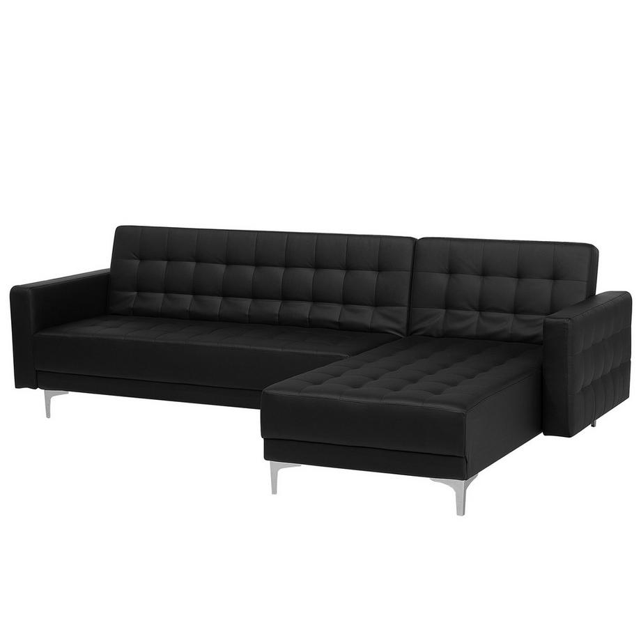 Beliani Ecksofa aus Kunstleder Retro ABERDEEN  