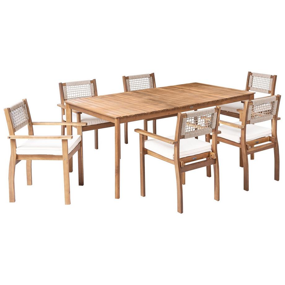 Ensemble de salle à manger de jardin pour 6 personnes en Acacia  JACO/SUMIRAGO