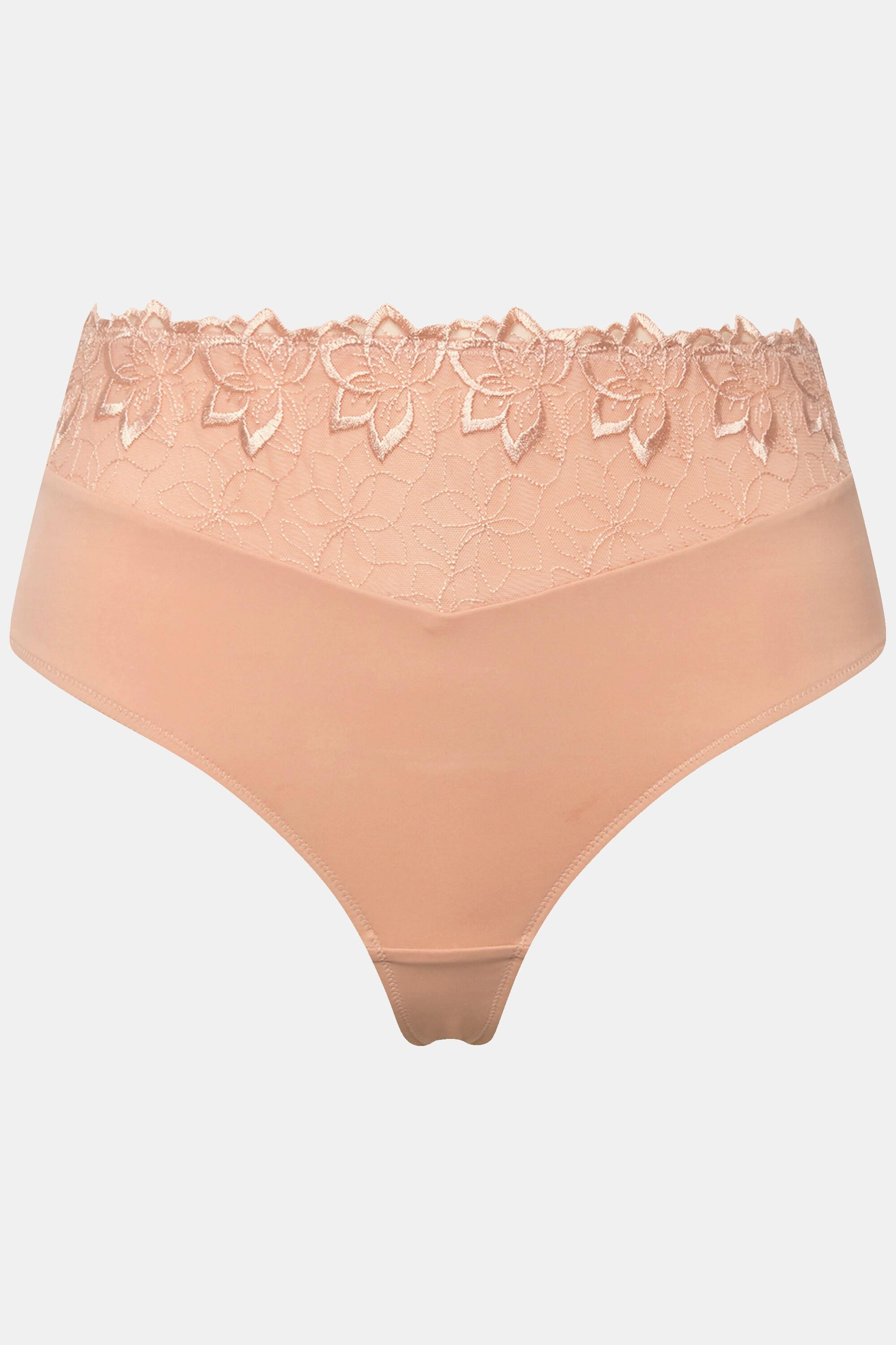 Ulla Popken  String-Panty, besticktes Mesh 