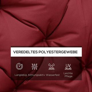 Northio 3 Sitzer Bankauflage 150 x 98 x 8 cm, Bankkissen mit Bändern, Sitzkissen, Outdoor/Indoor Stuhlkissen, Sitzauflage, Sitzpolster für Gartenmöbel, Fensterbank Sitzbank, Hollywoodschaukel, Rot  