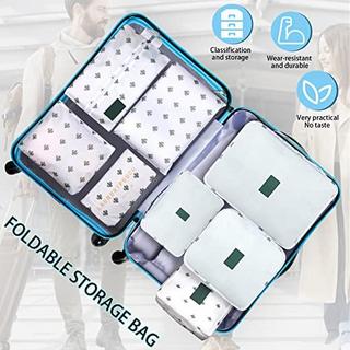 Only-bags.store  Lot de 8 cubes de rangement, cubes d'organisation pour valise, avec sac à chaussures, sac à linge, organisateur de voyage, sacs à vêtements, pour sac à dos, blanc 