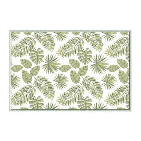 Vente-unique  Tappeto in Vinile motivo tropicale 120 x 180 cm Verde e Bianco - TROPICALA 