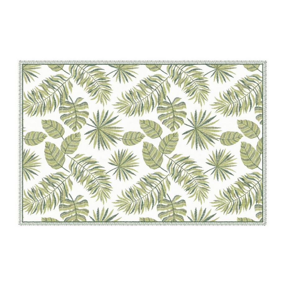Vente-unique  Tapis en vinyle motif tropical - 120 x 180 cm - Vert et blanc - TROPICALA 