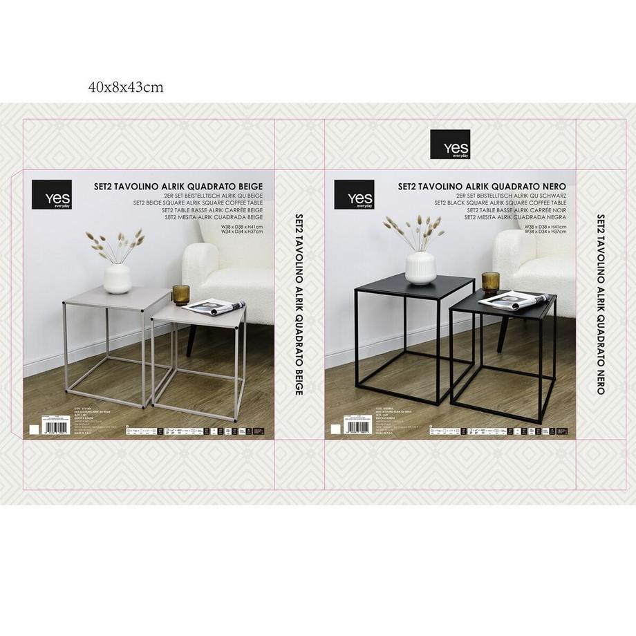 mutoni Table d&#039;appoint Alrik Quadra beige (set de 2)  