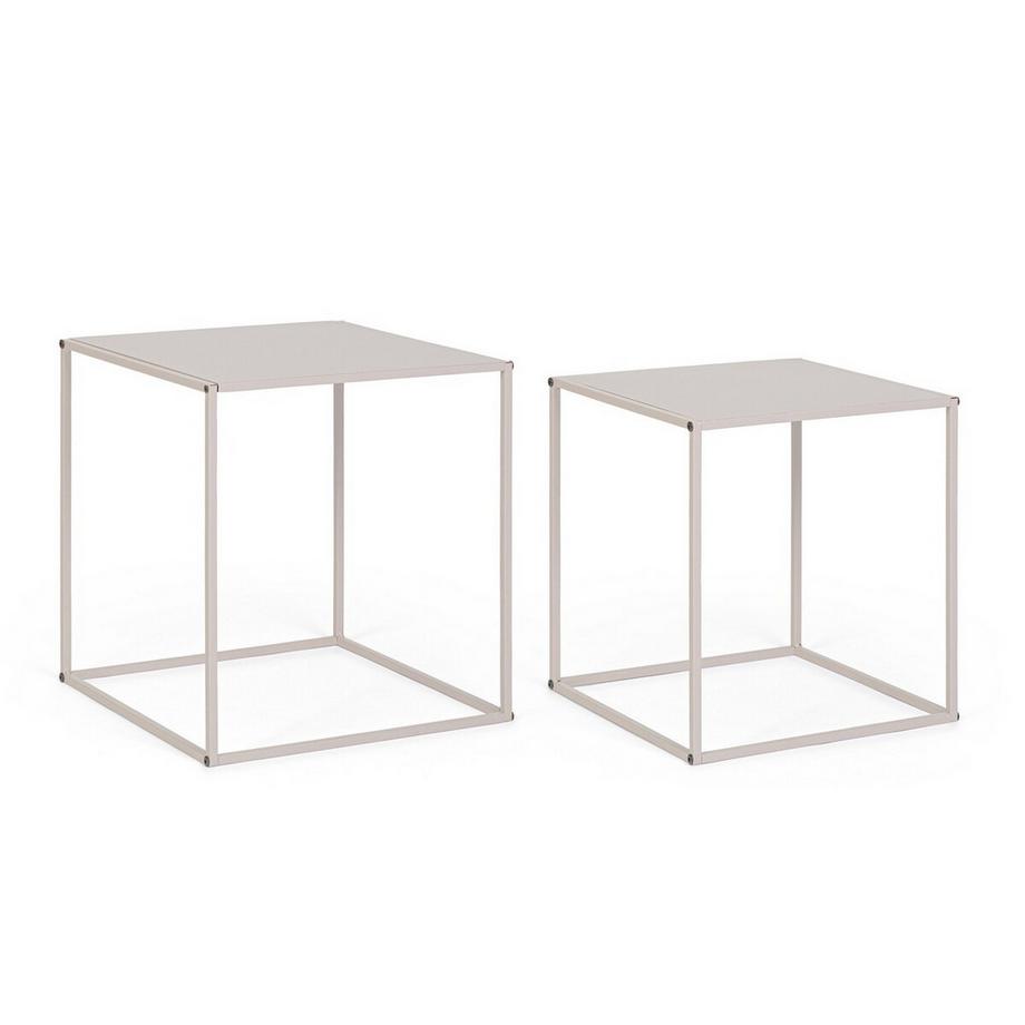 mutoni Table d&#039;appoint Alrik Quadra beige (set de 2)  