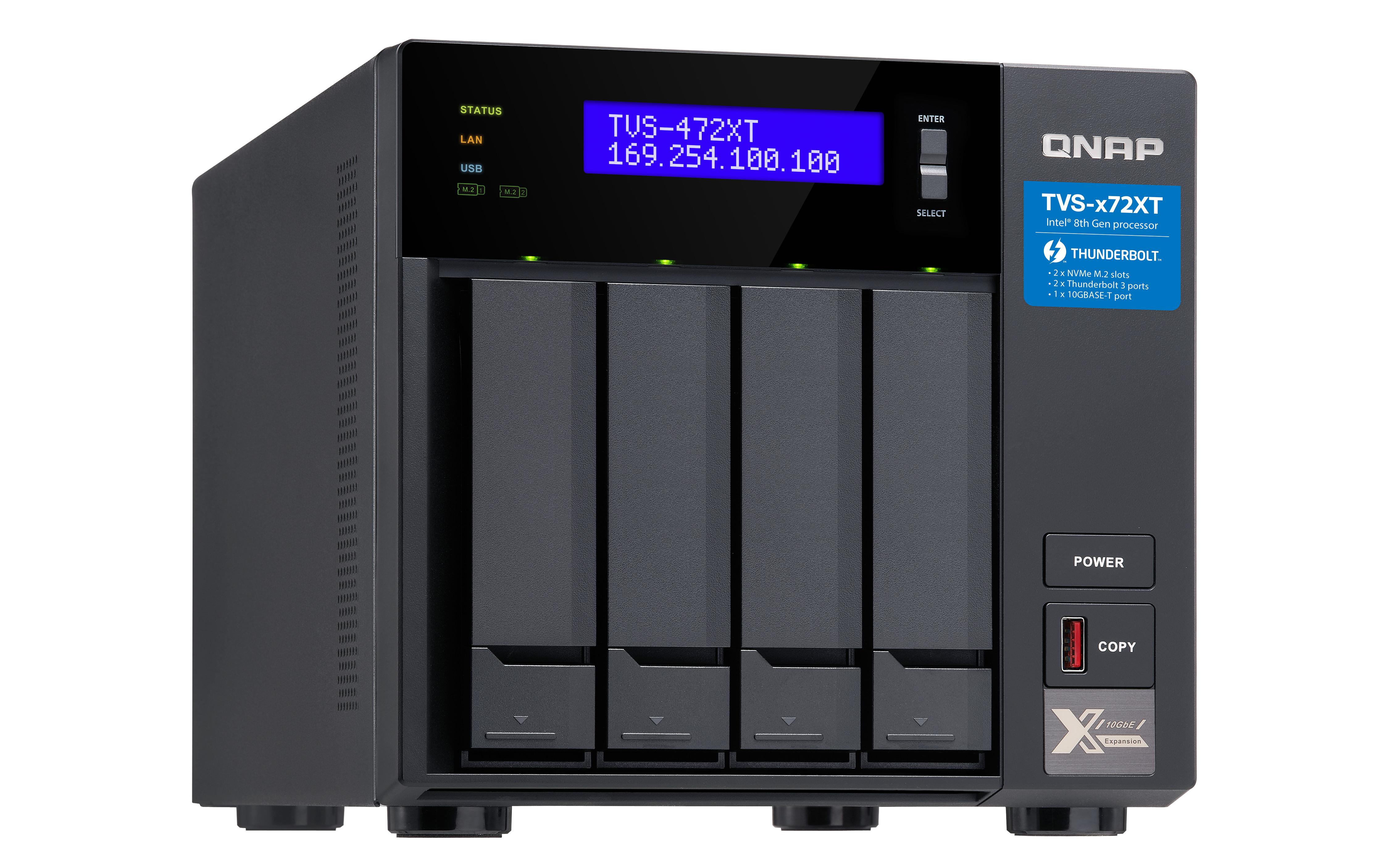 Qnap  TVS-472XT NAS Tower Ethernet/LAN Schwarz 