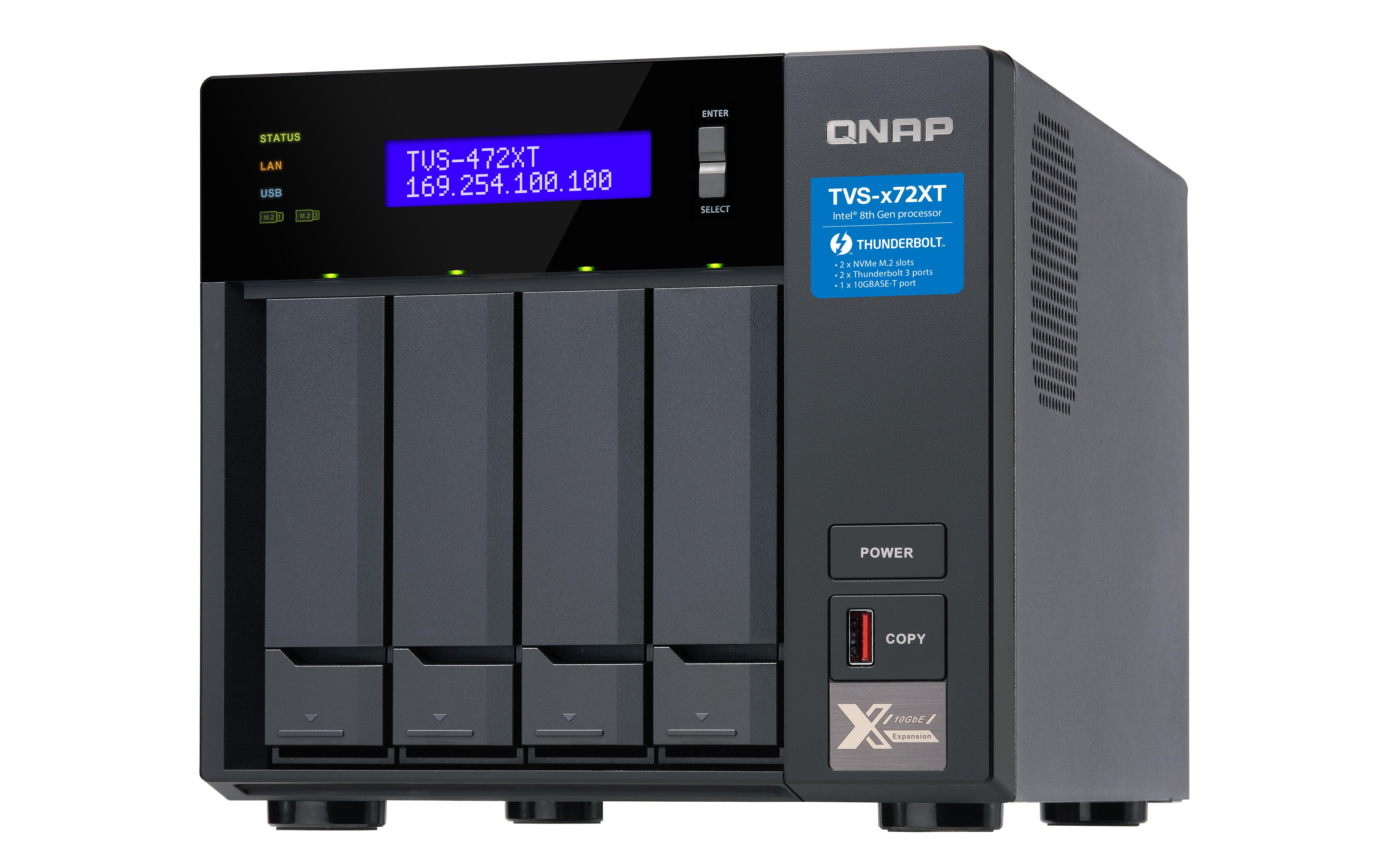 Qnap  TVS-472XT NAS Tower Ethernet/LAN Schwarz 