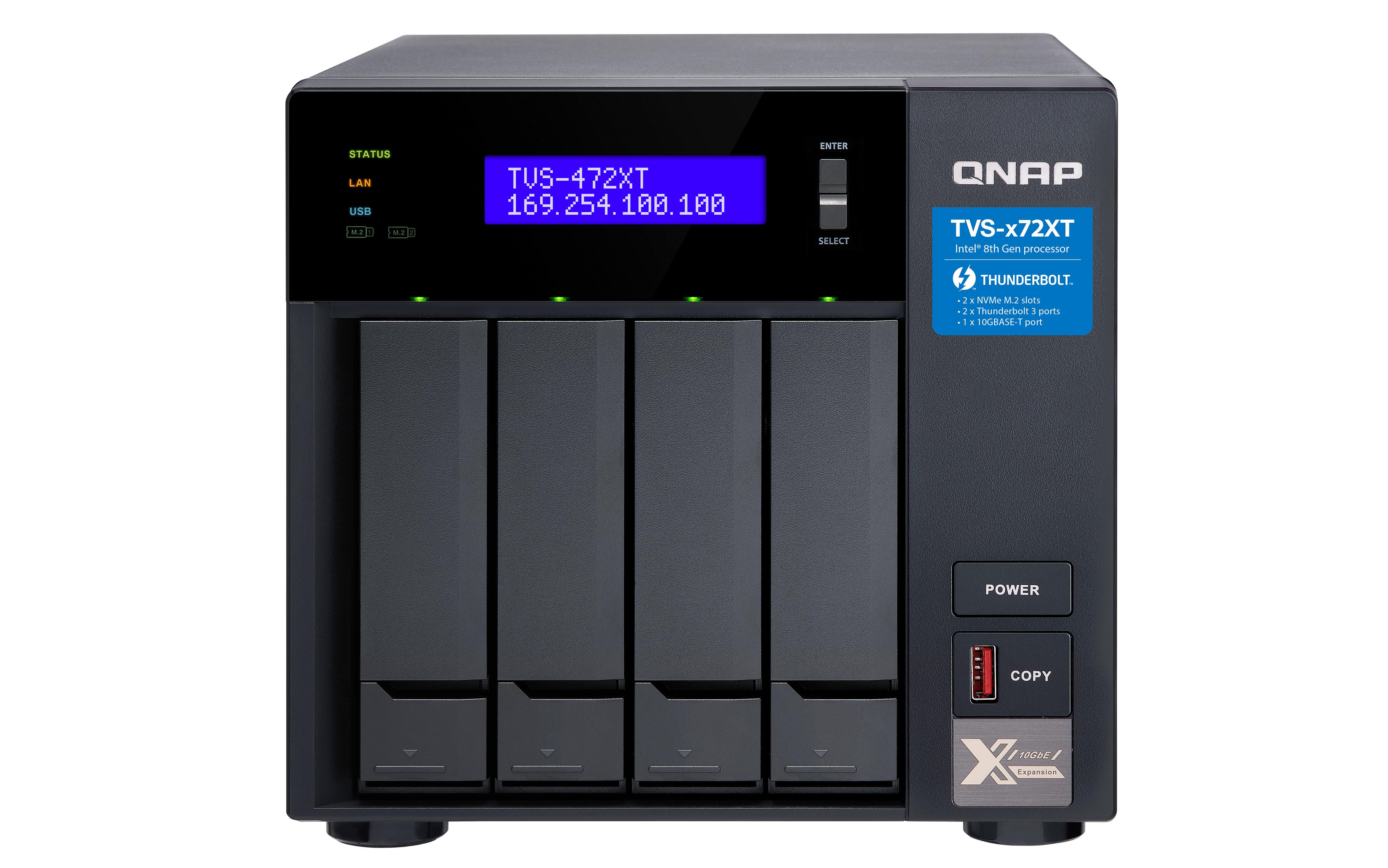 Qnap  TVS-472XT NAS Tower Ethernet/LAN Schwarz 