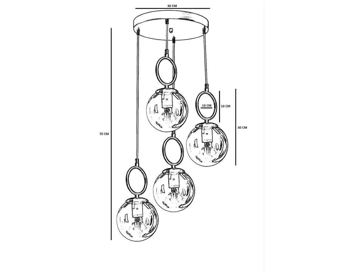 OZAIA Suspension en métal 4 globes cuivre ASROUN  