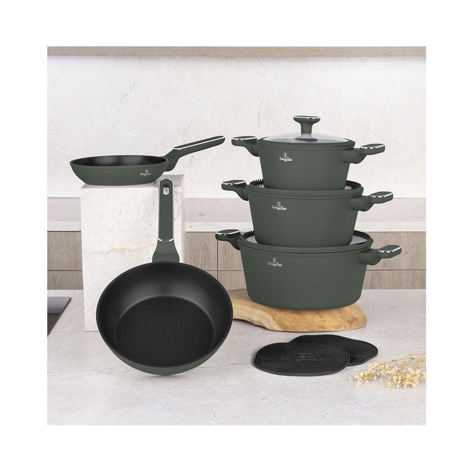 Berlinger Set de 10 ustensiles de cuisine, collection Matte Green 2.0  