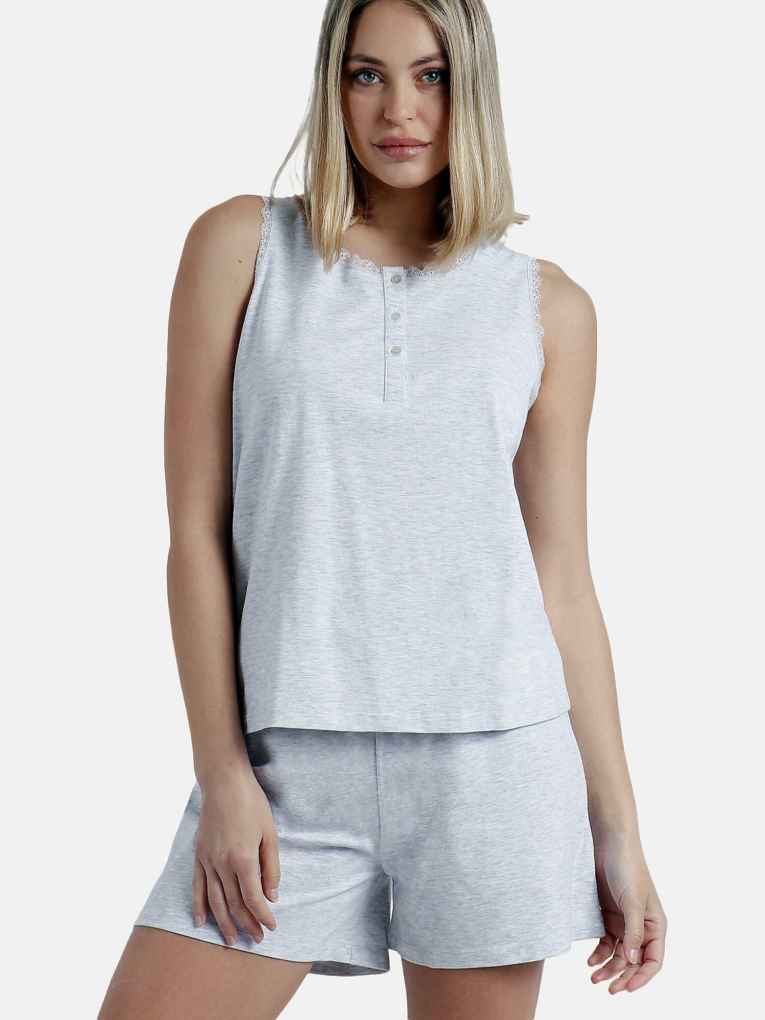 Image of Pyjama Shorts Tank Top Romantic Grey Unisex Grau L