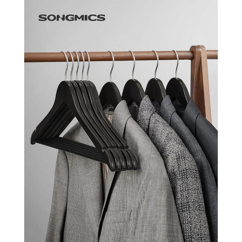 Songmics Eleganti grucce in legno massello - Ganci antiscivolo, girevoli a 360°  