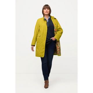 Ulla Popken  Cappotto corto con fodera a fiori, collo alto e spacchetto sul retro 