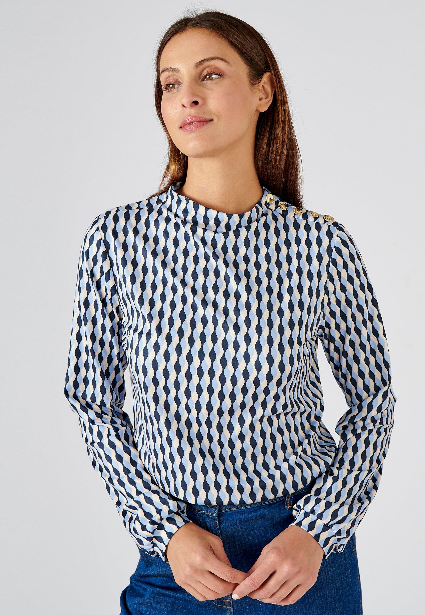 Image of T-shirt Aus Warmem Gewebe. Damen Blau 38/40