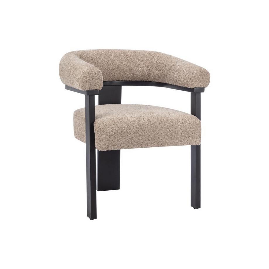 PASCAL MORABITO Stuhl mit Armlehnen - Bouclé-Stoff & Kautschukholz - Taupe & Schwarz - LIVELIA  