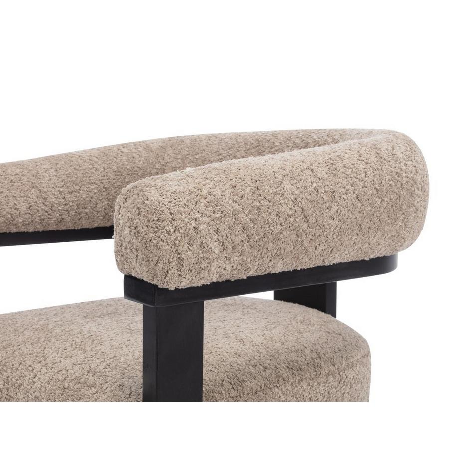 PASCAL MORABITO Stuhl mit Armlehnen - Bouclé-Stoff & Kautschukholz - Taupe & Schwarz - LIVELIA  