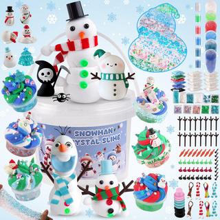 Activity-board  Kit de construction d'un bonhomme de neige avec de la pâte à modeler et du Clear Slime pour enfants 