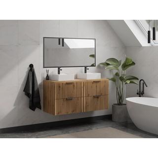 Vente-unique Mobile sotto lavabo sospeso scanalato L120 cm Naturale chiaro - ZEVARA  