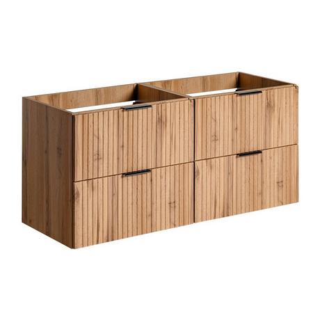 Vente-unique Meuble sous vasque suspendu strié - Naturel clair - L120 cm - ZEVARA  