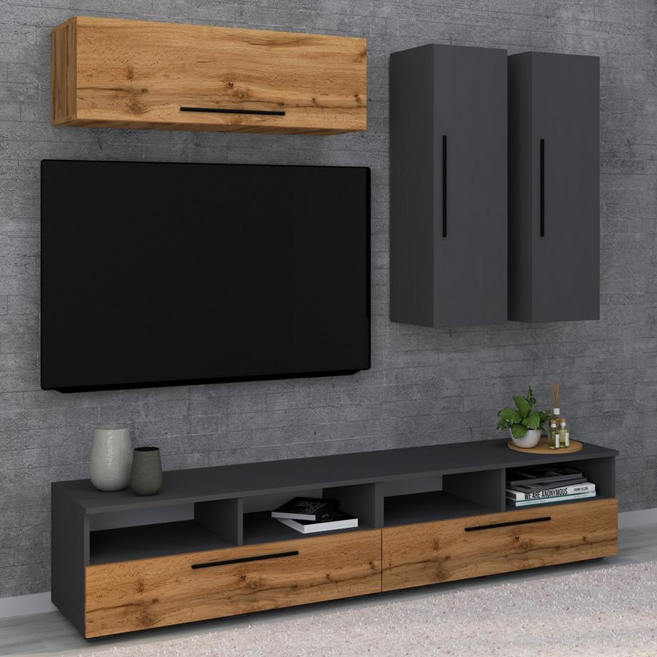VCM Holzregal hängend | platzsparendes Regal | Maße: H. 115 x B. 30 x T. 30 cm | Elegantes Regal hängend | Aufbewahrungsregal | Bücherregal | Wandboard -  