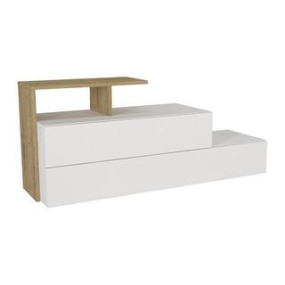 Vente-unique Meuble à chaussures avec 2 portes et 1 étagère - Blanc et Naturel - DAVISTA  